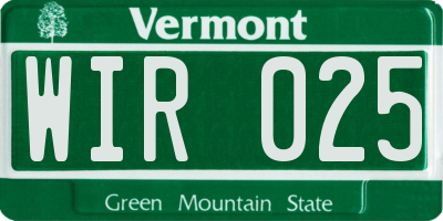 VT license plate WIR025