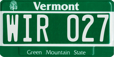 VT license plate WIR027