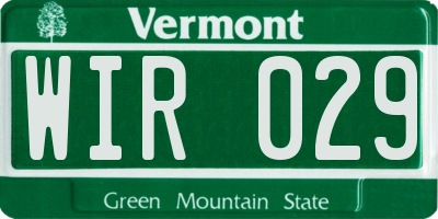 VT license plate WIR029