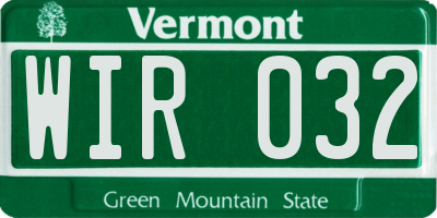 VT license plate WIR032