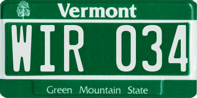 VT license plate WIR034