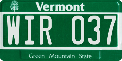 VT license plate WIR037