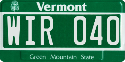 VT license plate WIR040