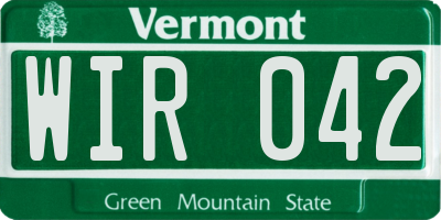 VT license plate WIR042