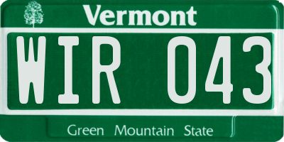 VT license plate WIR043