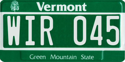 VT license plate WIR045