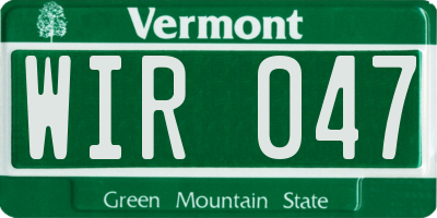 VT license plate WIR047