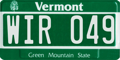 VT license plate WIR049