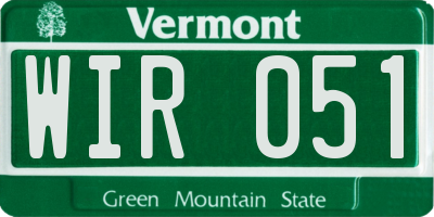 VT license plate WIR051