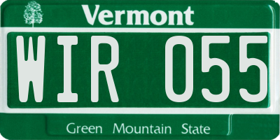 VT license plate WIR055