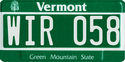 VT license plate WIR058
