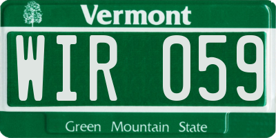 VT license plate WIR059
