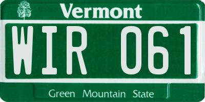 VT license plate WIR061