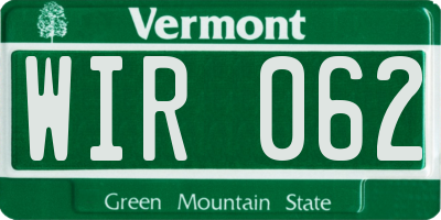 VT license plate WIR062