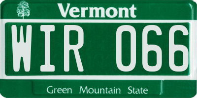 VT license plate WIR066
