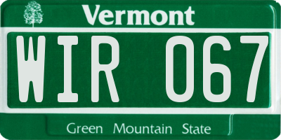 VT license plate WIR067