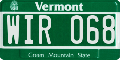 VT license plate WIR068