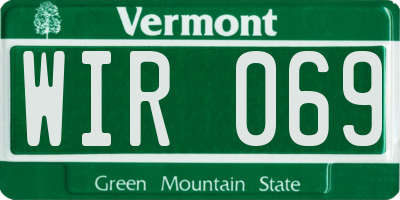 VT license plate WIR069
