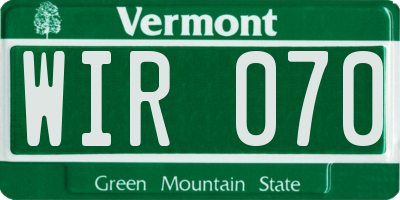VT license plate WIR070