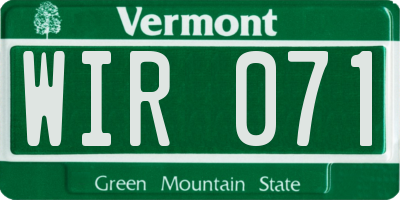 VT license plate WIR071