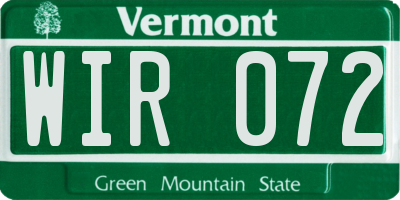 VT license plate WIR072