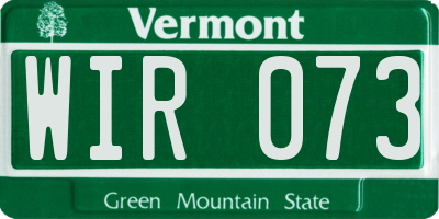 VT license plate WIR073