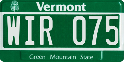 VT license plate WIR075