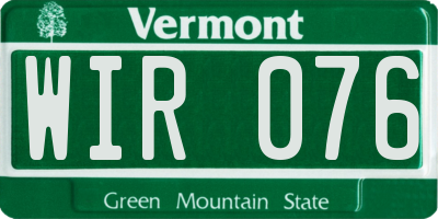 VT license plate WIR076