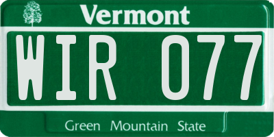 VT license plate WIR077