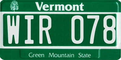 VT license plate WIR078