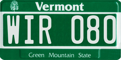 VT license plate WIR080