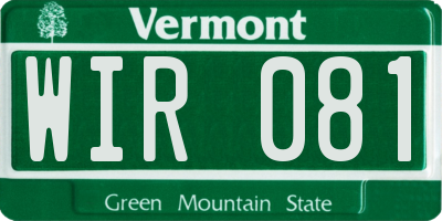 VT license plate WIR081