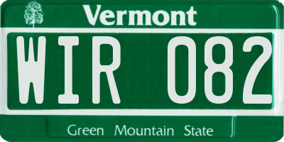 VT license plate WIR082