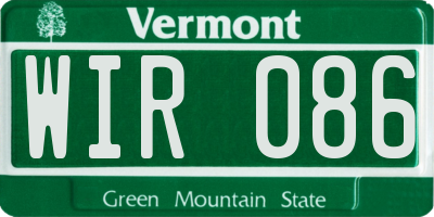 VT license plate WIR086