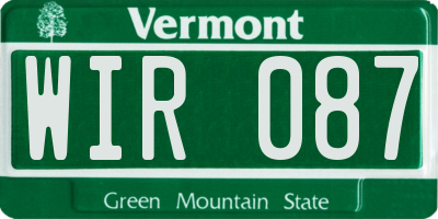 VT license plate WIR087