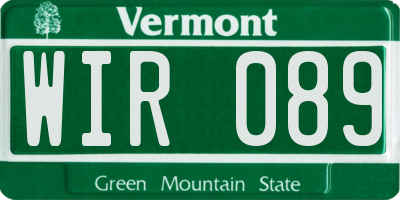VT license plate WIR089