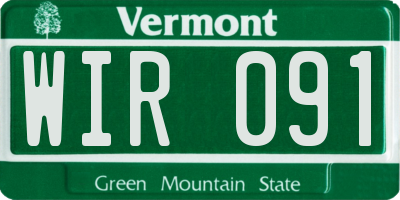 VT license plate WIR091