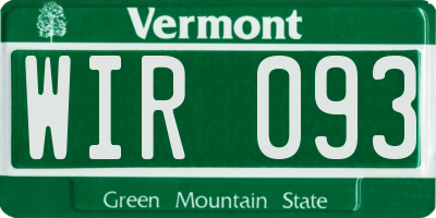 VT license plate WIR093