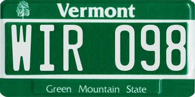 VT license plate WIR098