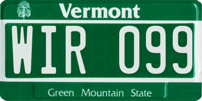 VT license plate WIR099