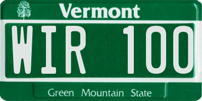 VT license plate WIR100
