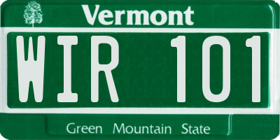 VT license plate WIR101