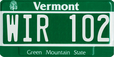 VT license plate WIR102