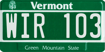 VT license plate WIR103