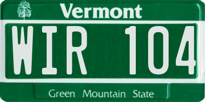 VT license plate WIR104