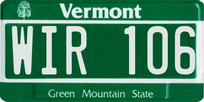 VT license plate WIR106