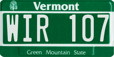 VT license plate WIR107