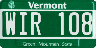 VT license plate WIR108