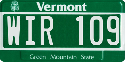 VT license plate WIR109