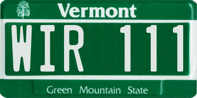 VT license plate WIR111